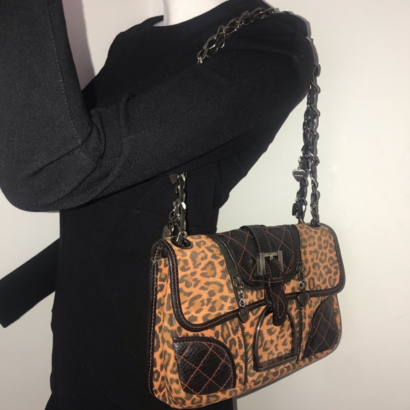 Luella Leopard charm chain Suede Shoulder Bag - Picture 8 of 8